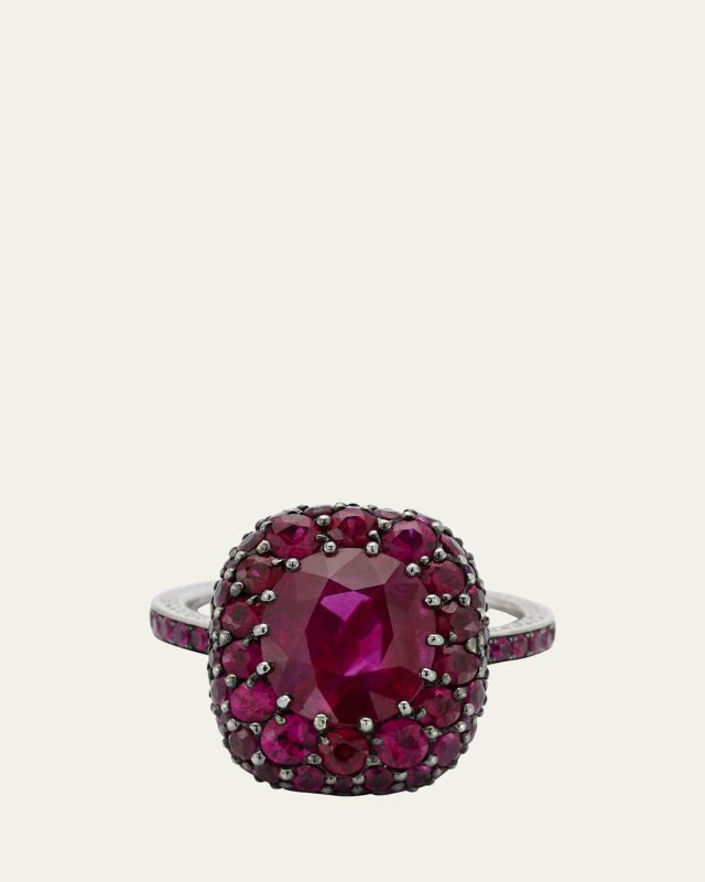 White Gold Ruby and Diamond Ring